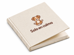 Bitácora Solo en calma, cuaderno de tapa dura en tela crema con el logotipo