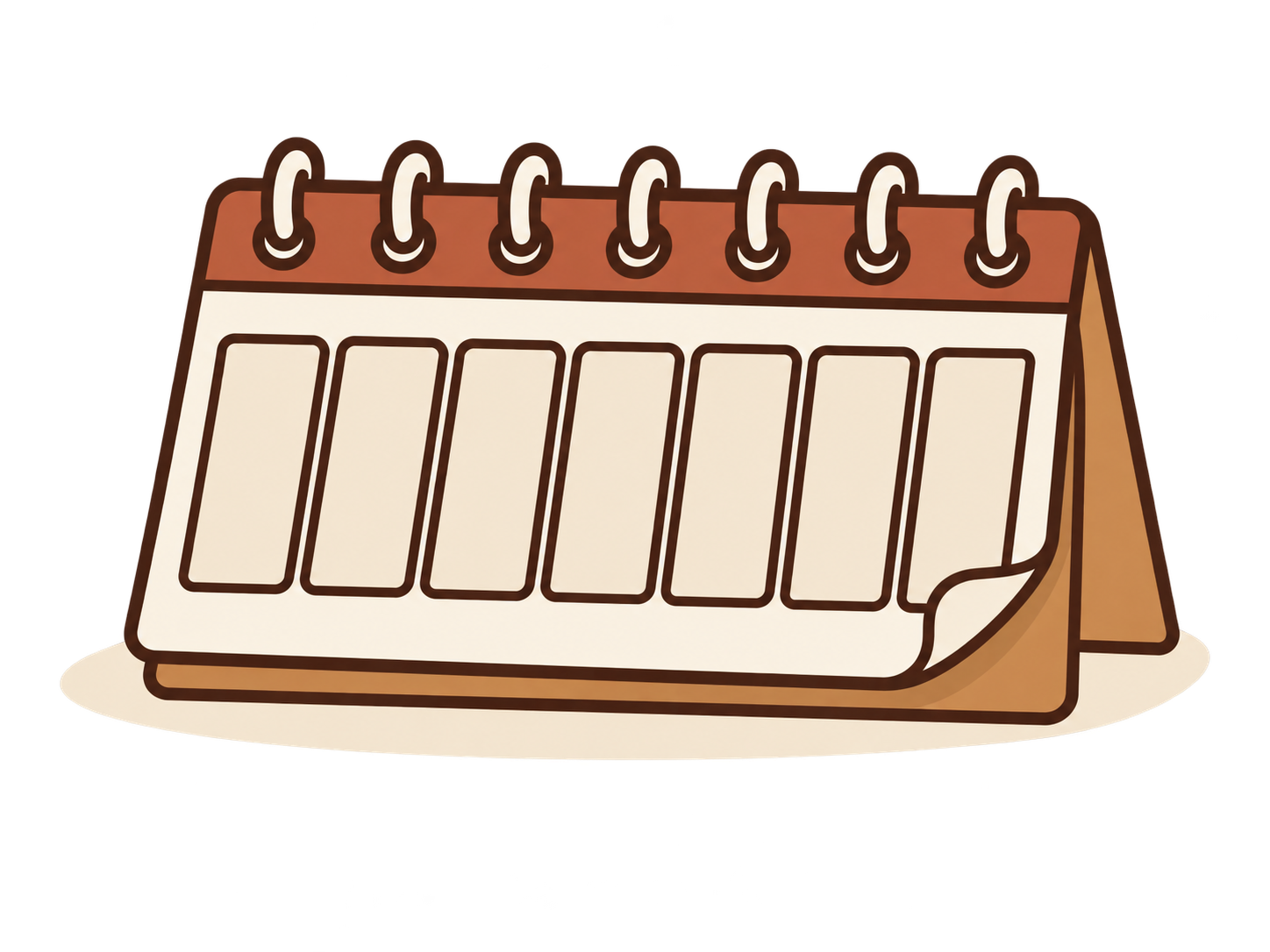 Ilustración de un calendario de una sola semana con las casillas vacías