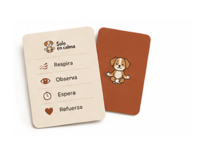Tarjetas para la nevera con los pasos respira, observa, espera y refuerza